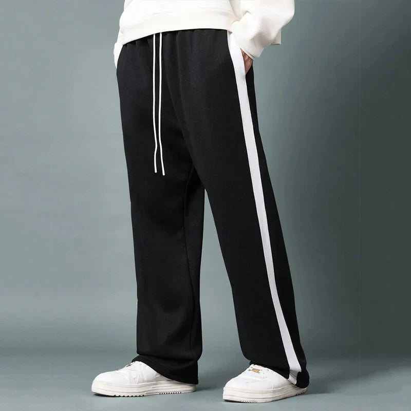 SIDE PANEL WIDE LEG TROUSER - BLACK