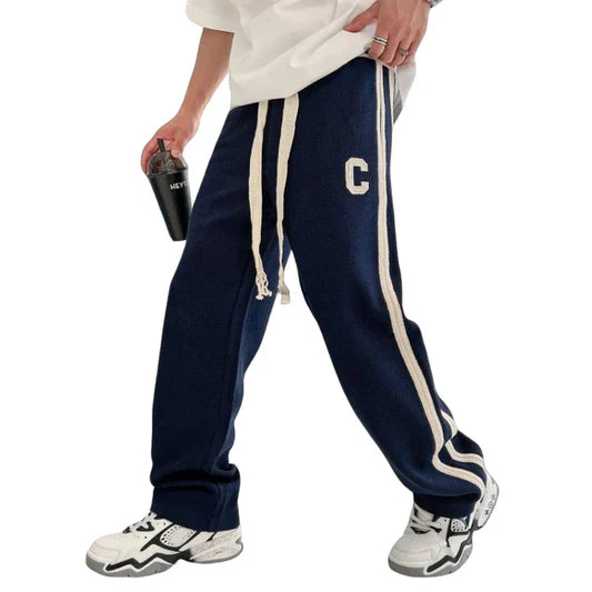 SIDE STRIPE EMBROIDERY TROUSER - NAVYBLUE