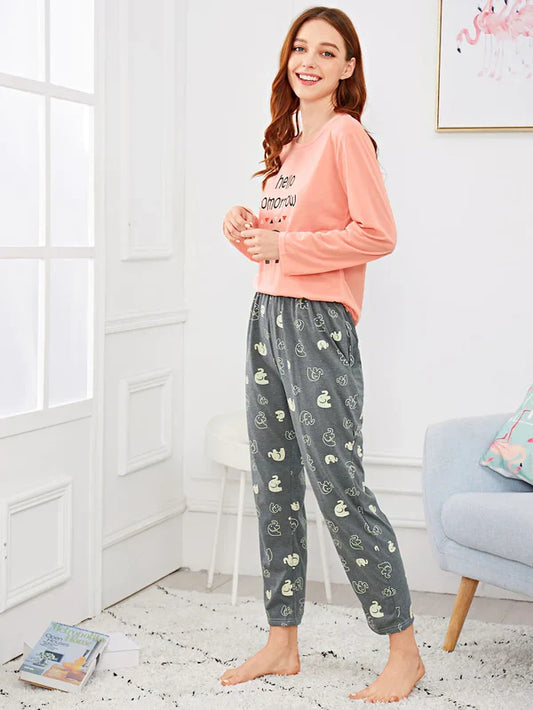 HELLO TOMORROW PRINTED NIGHT SUIT