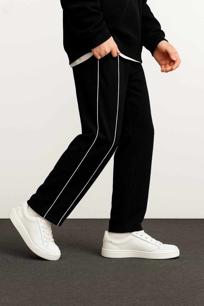 Mens Trouser Black With White Strips