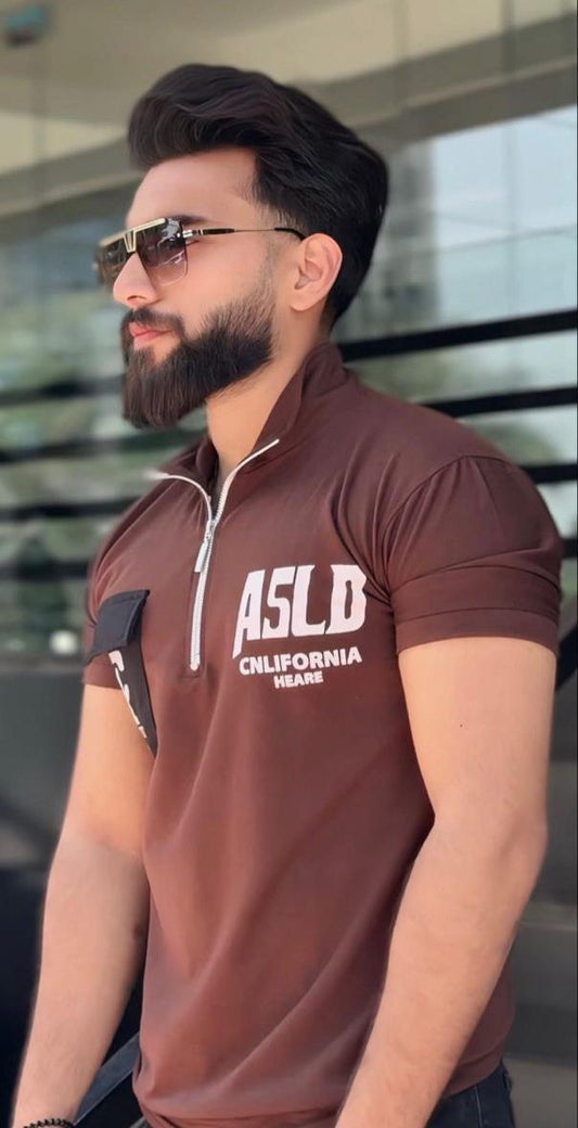 Casual Zipped Polo Pocket Style With Back Print