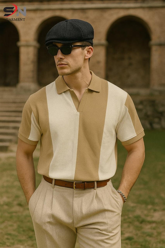 VINTAGE POLO - BIEGE & WHITE