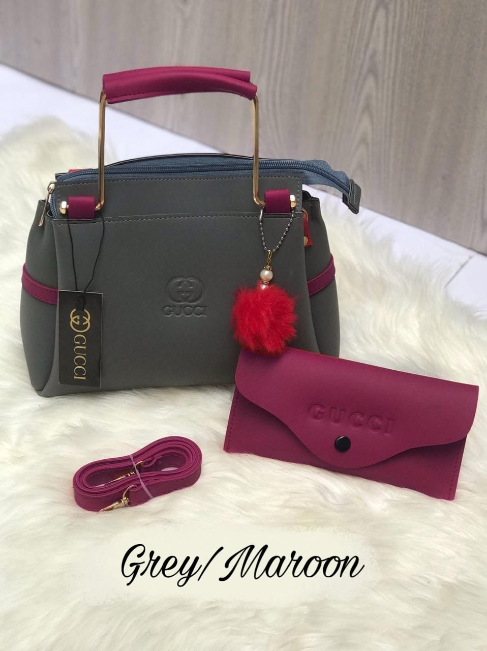 TWO TONE TRENDING BAGS WITH POUCH BAG