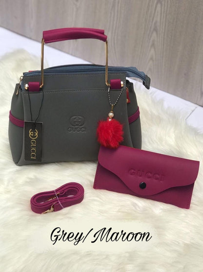 TWO TONE TRENDING BAGS WITH POUCH BAG