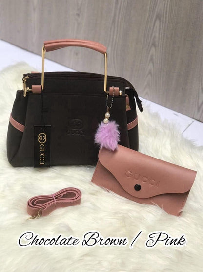 TWO TONE TRENDING BAGS WITH POUCH BAG