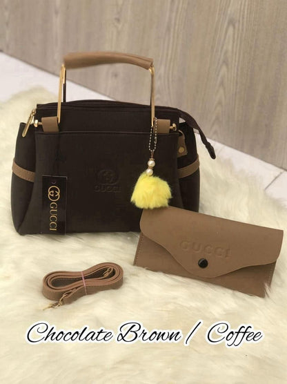 TWO TONE TRENDING BAGS WITH POUCH BAG