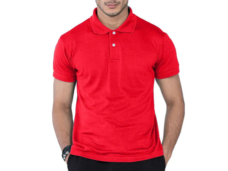 Casual Plain Polo - Red